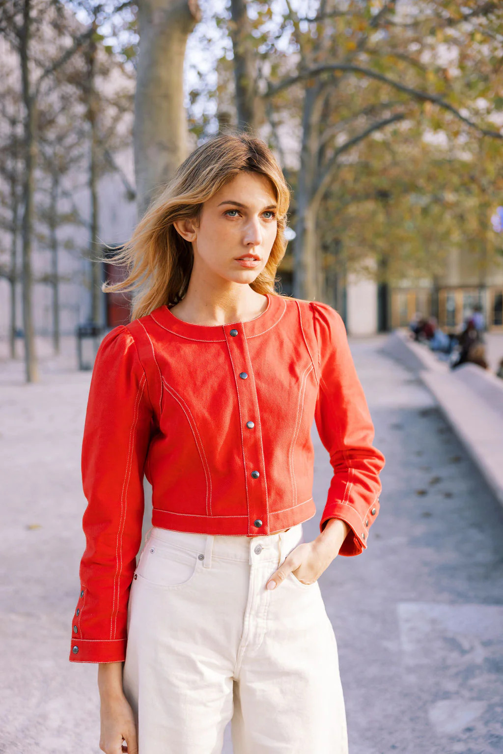 MASON'S DAUGHTER Ava Jacket, Red Cotton Twill | The Avenue