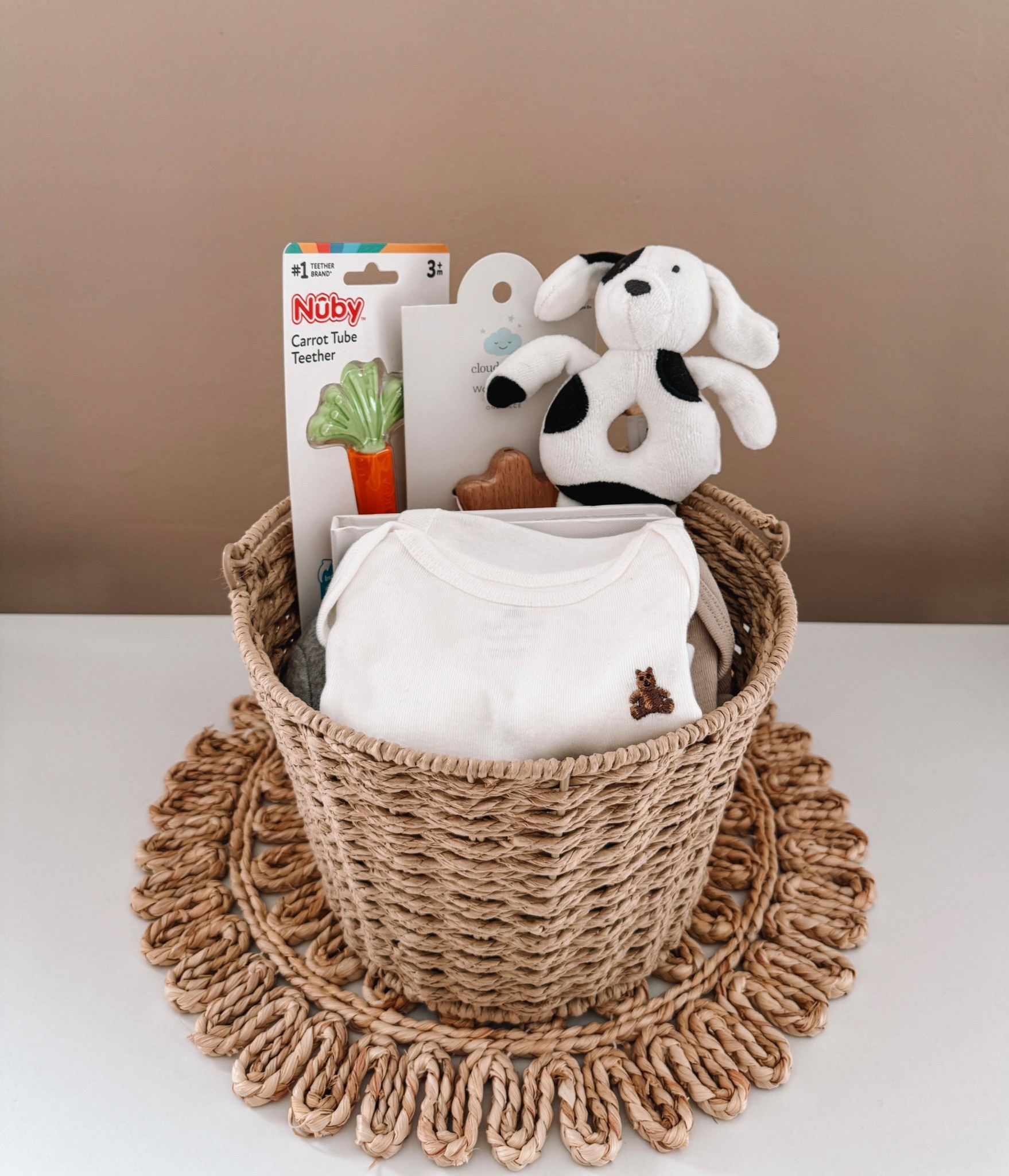 Easter Basket Ideas🌟

Let’s build a realistic baby’s first Easter basket for my newborn baby boy🐇 

I filled his basket with things he’ll actually use:
• A high contrast picture book
• Pajamas and bodysuits in the next size up
• A carrot rattle
• A carrot teether toy
• A black and white dog rattle lovey

Practical, cute, and perfect for a newborn Easter basket 🧺✨

#LTKBaby #LTKKids #LTKmomlife