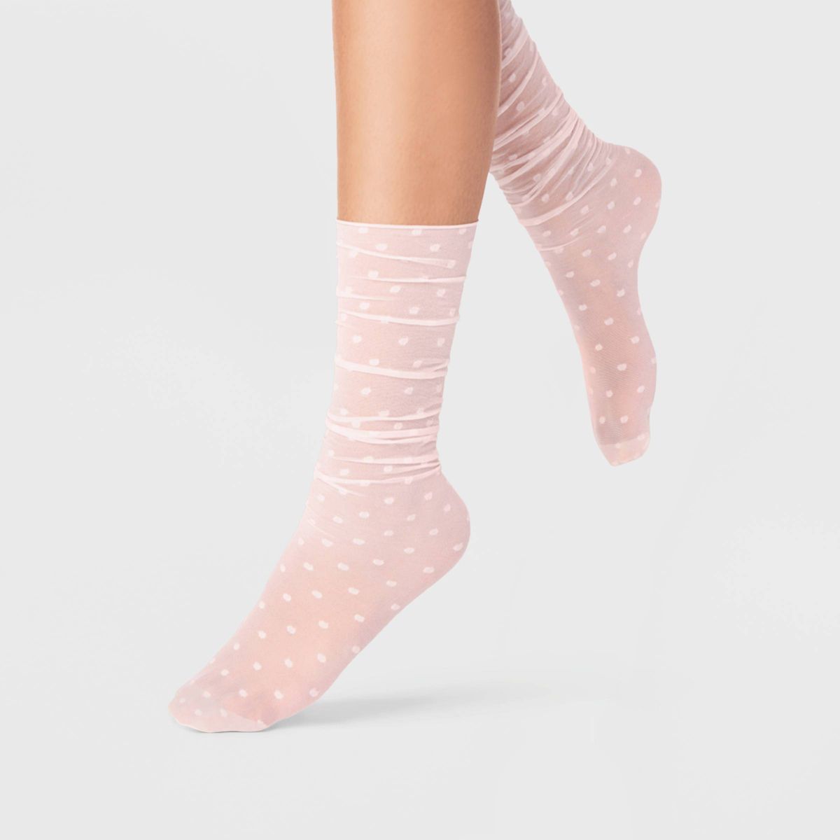 Women's 2pk Basic Sheer & Polka Dot Slouch Anklet Socks - A New Day™ Black/Pink 4-10 | Target