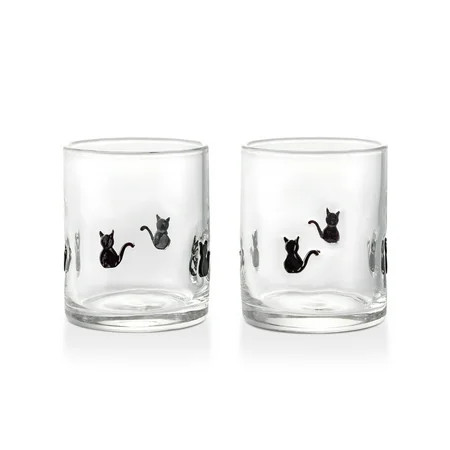 Thyme & Table 12 fl oz Halloween Cat Charm Drinking Glasses, Set of 2 | Walmart (US)