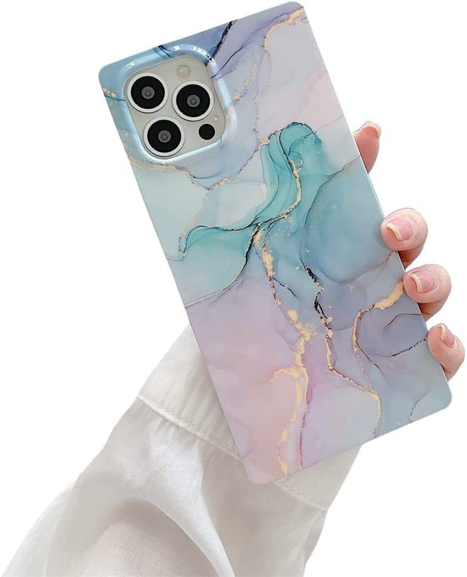 Lcenbk Square Vintage Marble Phone Case for iPhone 14 Pro Max,Gold Glitter Marble Case for Women Gir | Amazon (US)