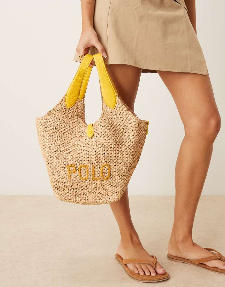 Polo Ralph Lauren mini tote bag in ecru and yellow | ASOS (Global)