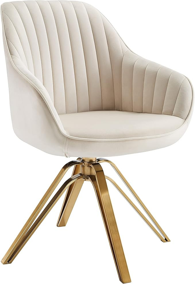 Zouron 1X Offwhite Kitchen Dining chair Velvet Armchair Upholstered Home Office Living Room Chair... | Amazon (UK)