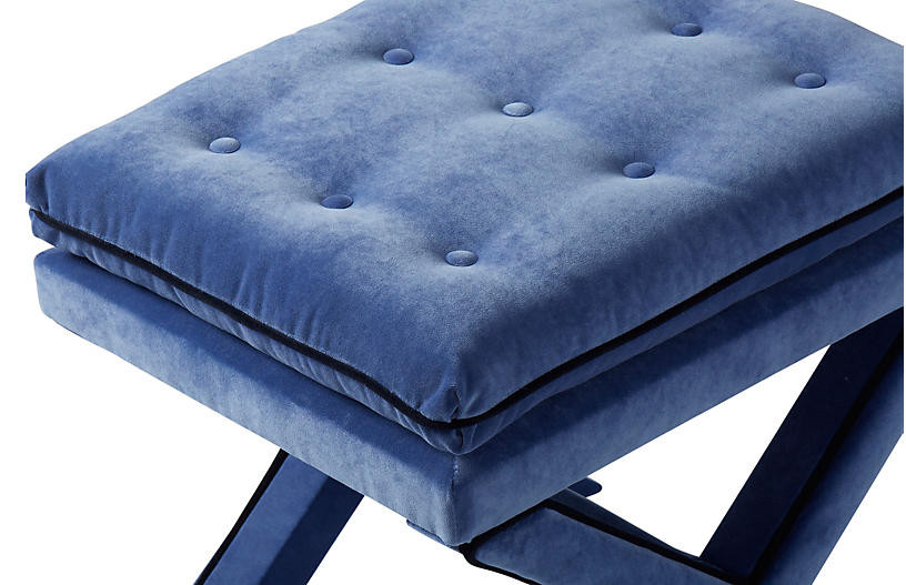 Dalton Pillow-Top Ottoman, Cobalt/Navy | One Kings Lane