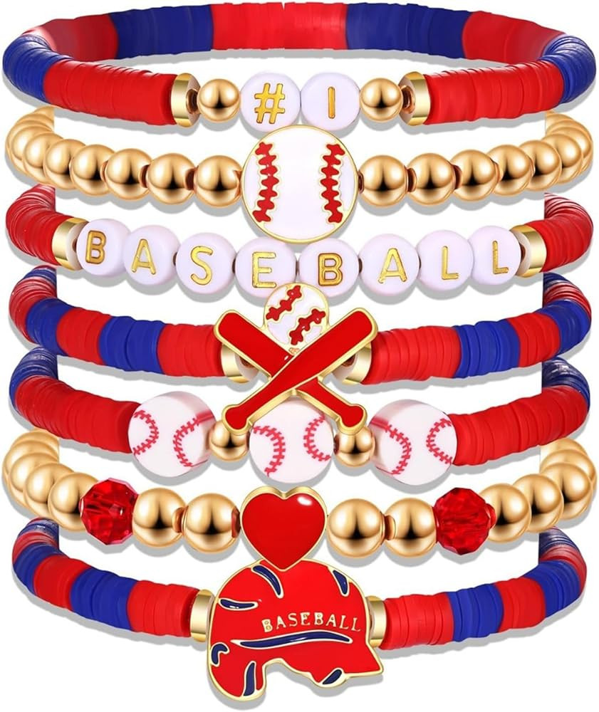 Game Day Baseball Bracelets for Women : Stackable Collegiate Friendship Sports Stretch Bracelets ... | Amazon (US)