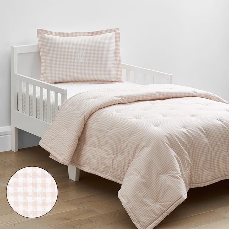 Company Kids™ Ditsy Gingham Organic Cotton Percale Toddler Comforter Set | The Company Store