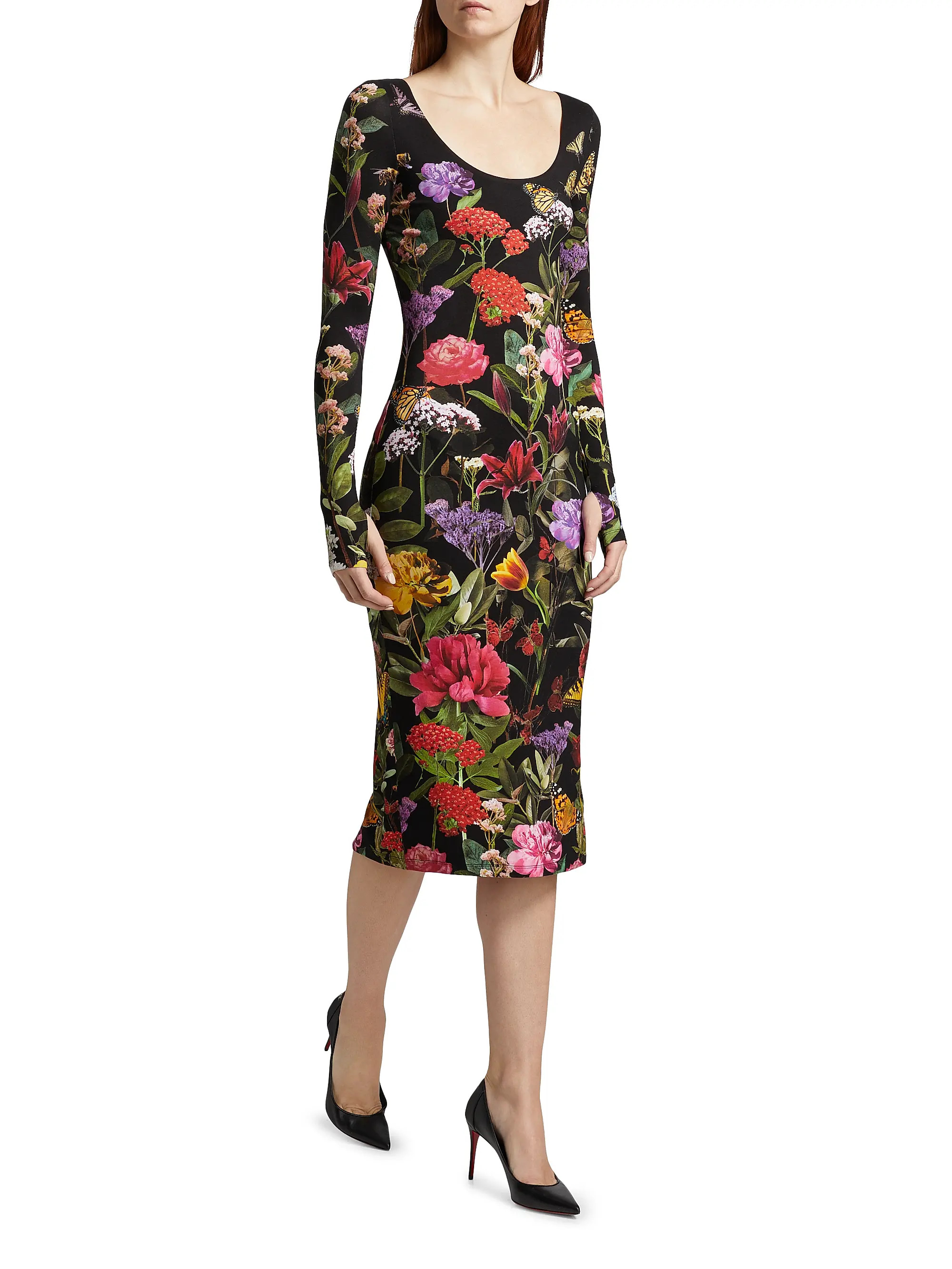 Delora Floral Scoopneck Sheath Midi-Dress | Saks Fifth Avenue