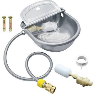 Automatic Animal Drinking Water Bowl Stainless Steel Waterer for Dog Horse Goat Pig Cow w/ Pipe Hose and 2-Float Feed | The Home Depot