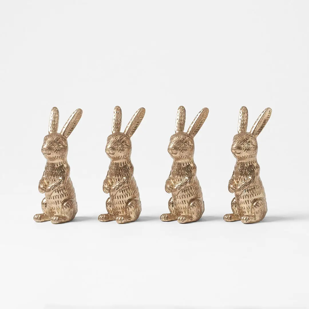 Golden Rabbits Set Of 4 | Bed Bath N' Table