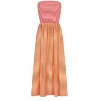Pitusa Strapless Smocked Midi Lightweight Beach Dress - Orange | Very (UK)