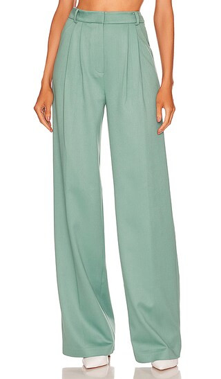 High Rise Double Pleated Pant in Beryl Green | Revolve Clothing (Global)