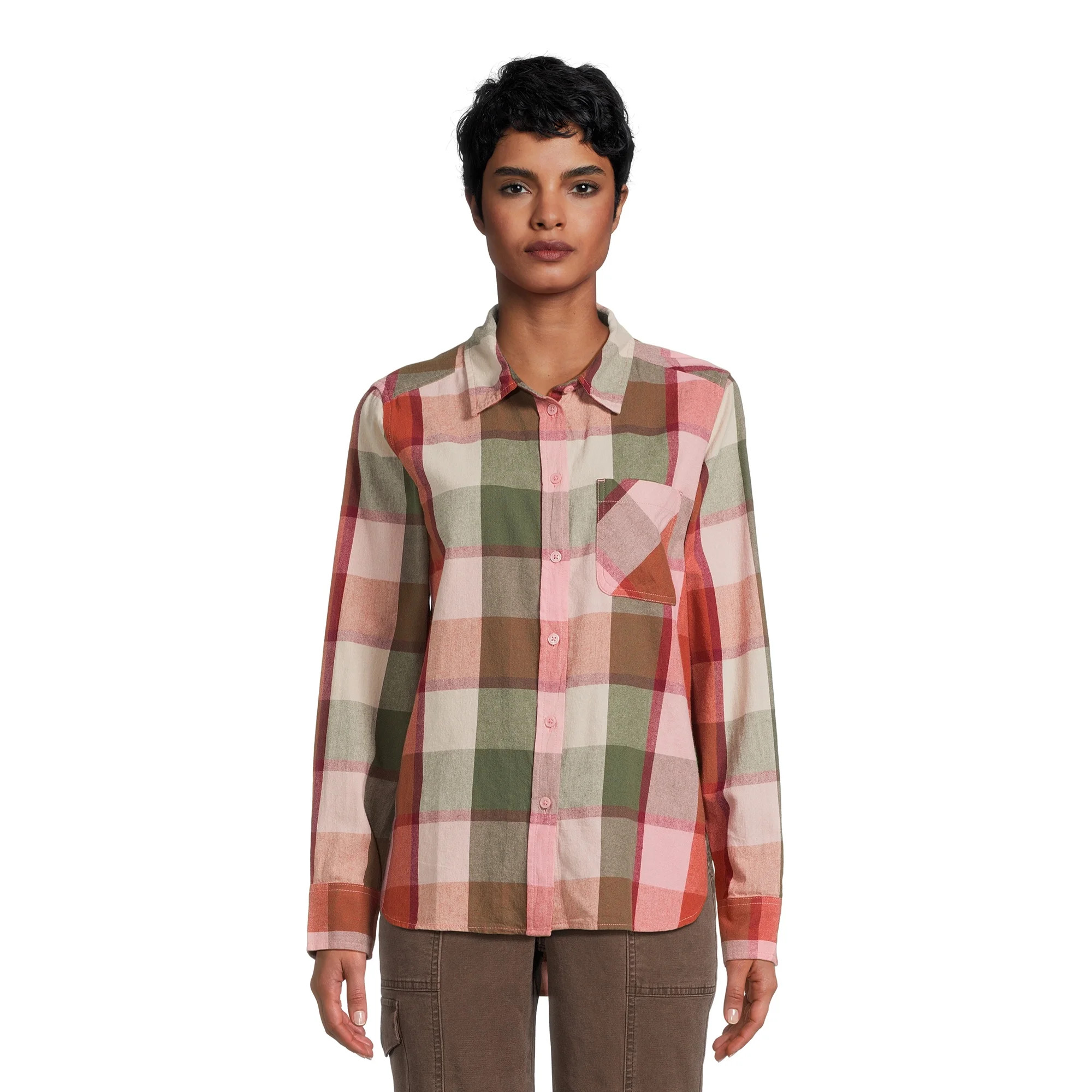 Time and Tru Women's Button Down Flannel Shirt, Sizes XS-3XL | Walmart (US)