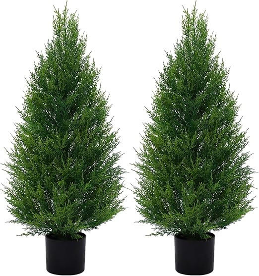VIVATREES 2Pack 3FT Artificial Cedar Trees in Pots, UV Resistant Faux Evergreen Plants for Indoor... | Amazon (US)