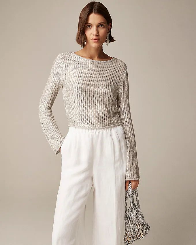 Collection metallic open-weave sweater | J. Crew US