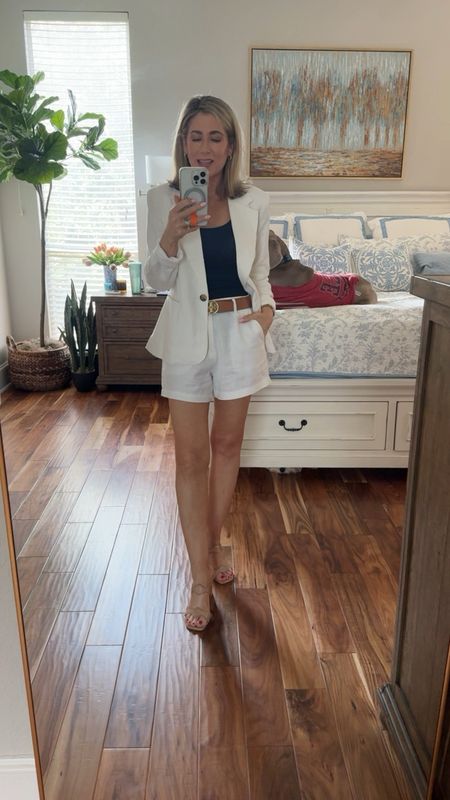 Wearing the blazer in extra small, the shorts in a size 4 and the tank in an XS. The tank is bra friendly too! No racerback needed!

#businesscasual #shortsset #summeroutfit #fashionover40 #fashionover50 #walmartfinds #walmartfashion 

#LTKFindsUnder50 #LTKOver40 #LTKVideo