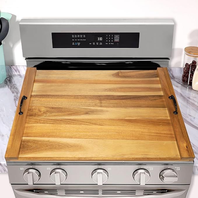 Wooden Stove Top Cover Board for Gas Burner & Electric Stove, Acacia Wood Noodle Board Stove Cove... | Amazon (US)