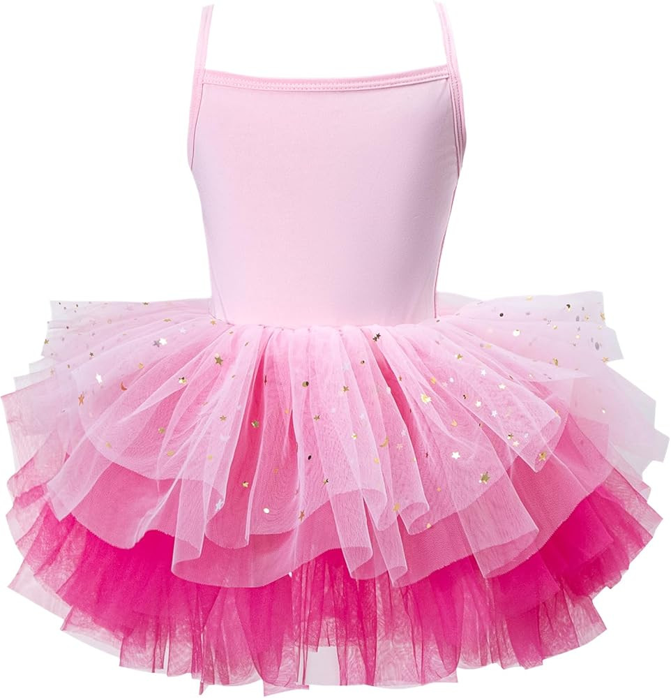 Toddler Girls Tutu Dresses Strap Shiny Tulle Ballet Leotard Ballerina Outfits for Dance | Amazon (US)