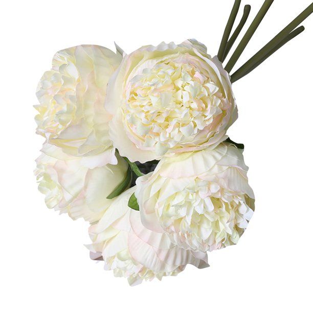 HeYii Artificial Flower，1 Bouquet 5 Heads Peony Artificial Faux Silk Fake Flowers for Home Wedd... | Walmart (US)