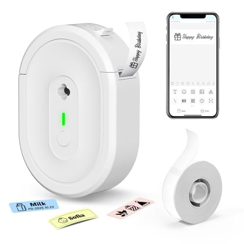 HKHKPI Label Maker Machine with Tape, Waterproof Bluetooth Label Printer, Handheld Mini Labeler for Home, Kitchen, Office, Rechargeable Label Machines for Labeling, Gift, Kids School Items, Name Tag | Amazon (US)