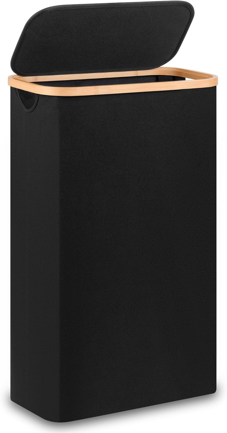 60L Slim Laundry Hamper,Laundry Basket with Lid,Tall Hamper for Laundry,Dirty Cloth Hamper with B... | Amazon (US)