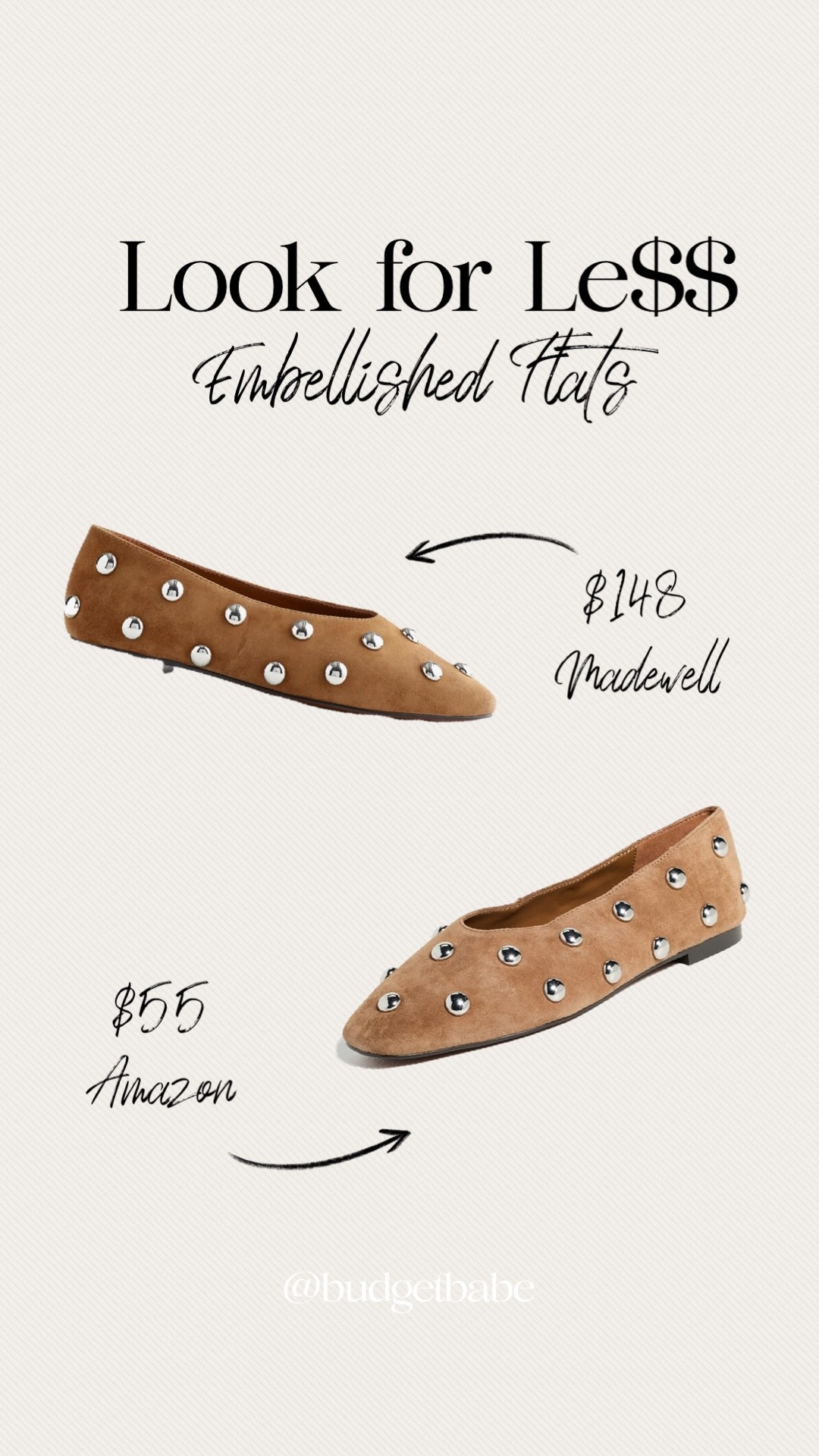 Look for less, embellished ballet flats at Madewell versus Amazon. #studded trending fall shoe holiday lookalike 

#LTKFindsUnder50 #LTKStyleTip #LTKFindsUnder100