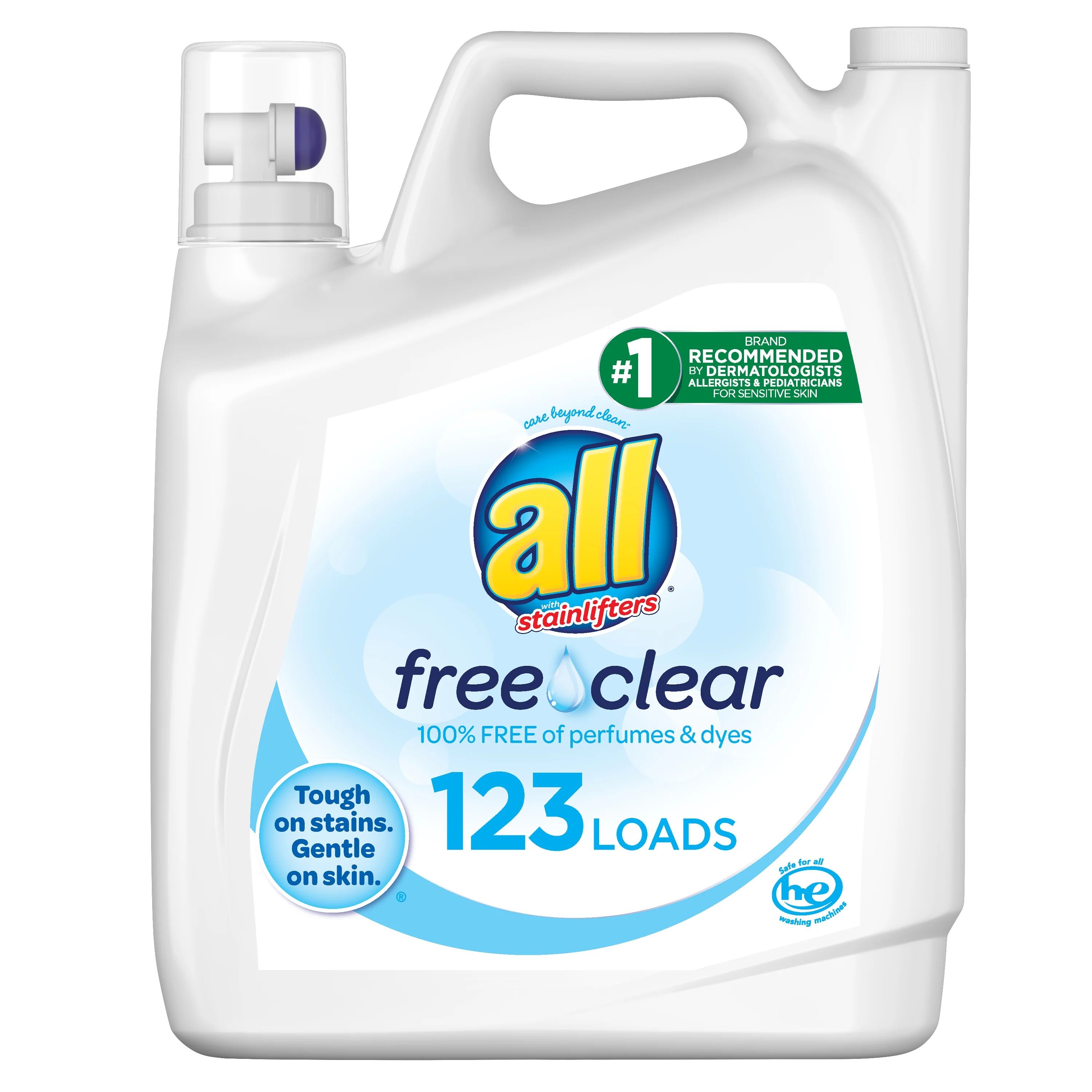 all Liquid Laundry Detergent, Free Clear for Sensitive Skin, 184.5 Ounce, 123 Loads | Walmart (US)