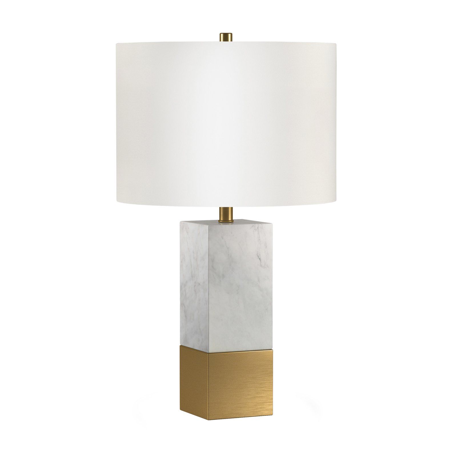 Evelyn&Zoe Lena 21.5" Tall Table Lamp with Fabric Shade in Marble and Brass/White | Walmart (US)