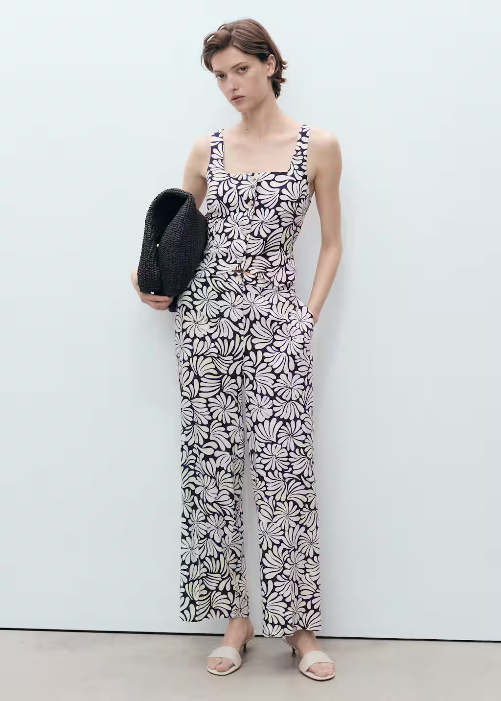 Floral fitted linen top ecru - Women - M - MANGO | Mango (US/MX/AU)