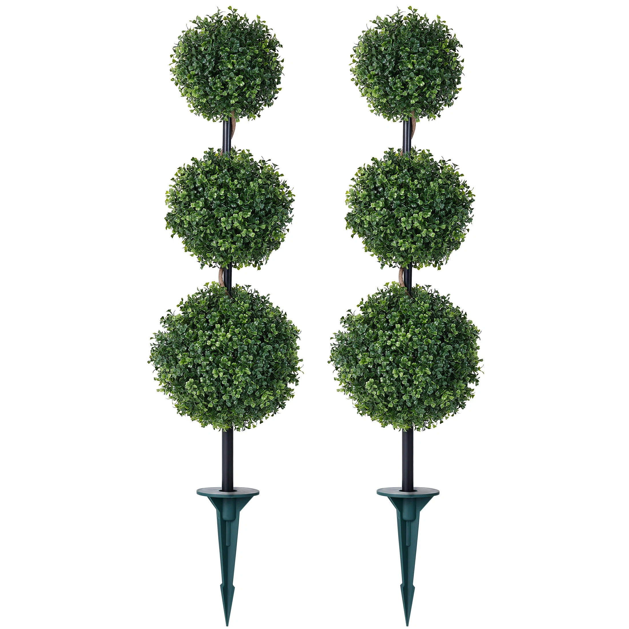 Artificial Triple Ball Boxwood Topiary Tree, 36in Outdoor Topiary Tree UV Resistant Fade Resistan... | Wayfair North America