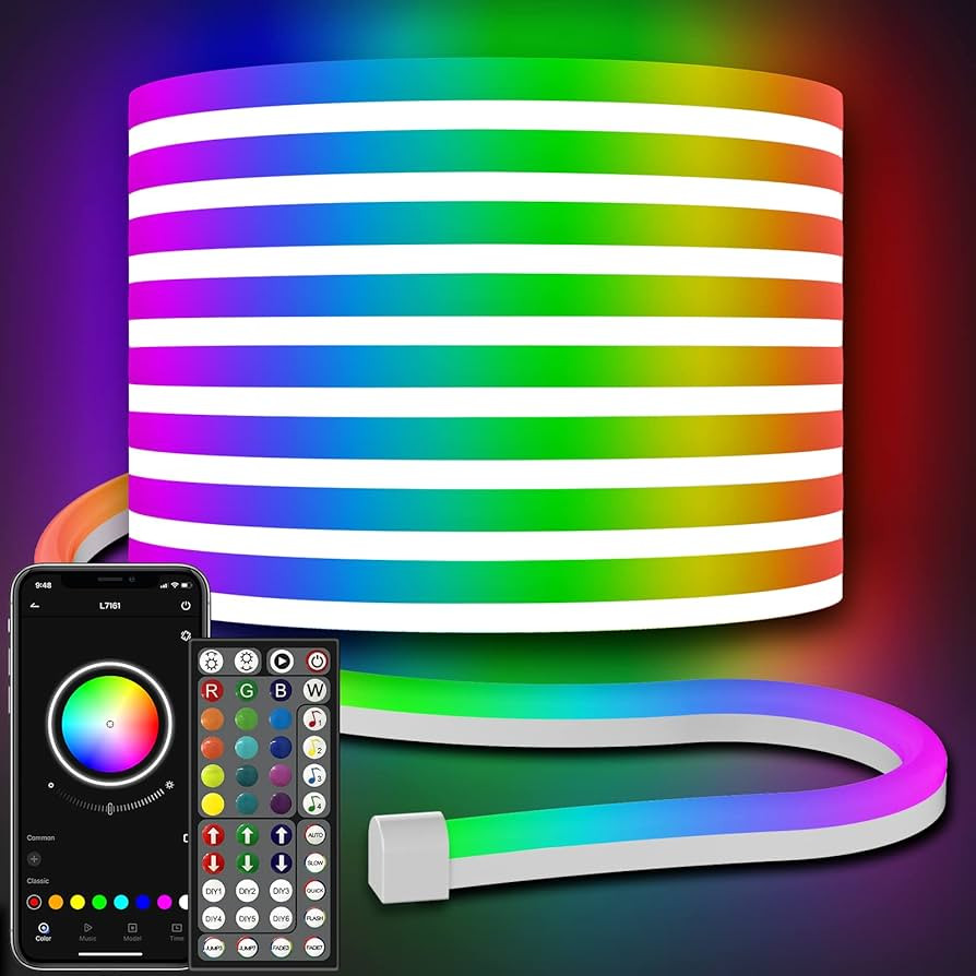 32.8Ft Neon Rope Lights,Flexible Led Rope Lights Control with App/Remote,Multiple Modes Rope Ligh... | Amazon (US)