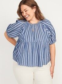 Patterned Puff-Sleeve Swing Top for Women | Old Navy (CA)