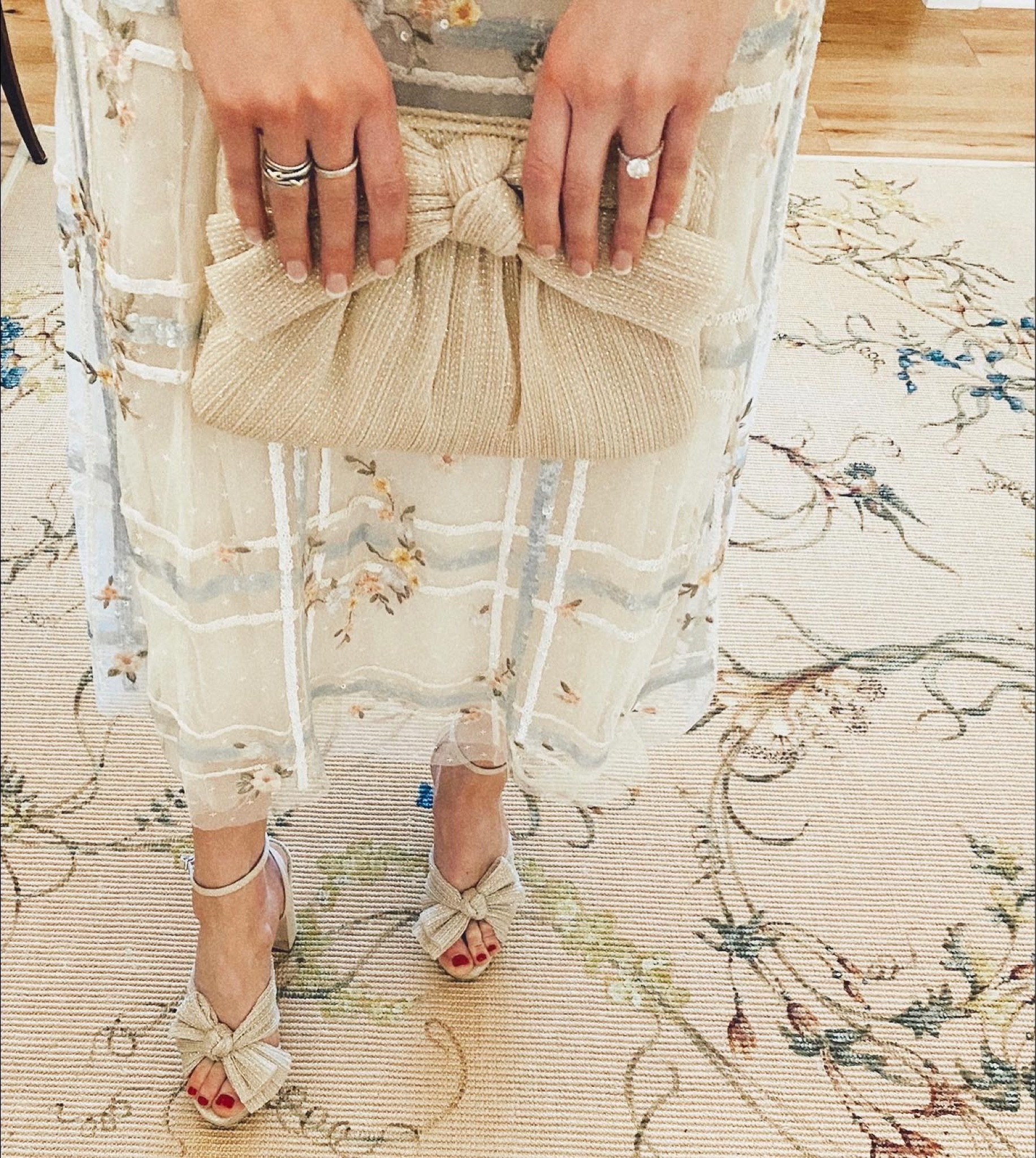 Loeffler randall 
Needle and thread 
Bridal 
Spring bride 
Floral
Sparkles 

#LTKshoecrush #LTKSeasonal #LTKwedding