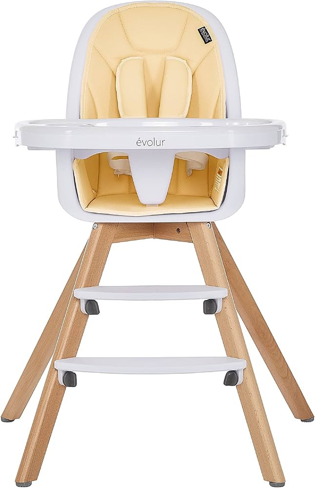 Evolur Zoodle 2 in 1 Convertible Baby High Chair in Yellow, Easy to Clean, Adjustable and Removab... | Amazon (US)