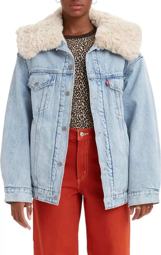 Levi's® Oversize Faux Fur Collar Denim Trucker Jacket | Nordstrom | Nordstrom