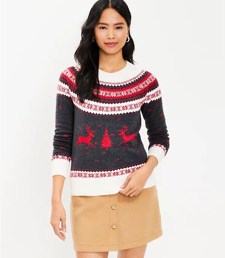 Reindeer Fair Isle Sweater | LOFT