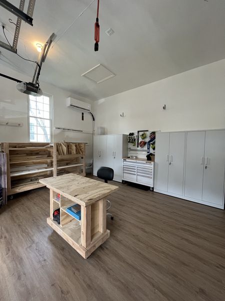 I’m obsessed with my garage workshop now that I’ve laid floors, assembled these awesome cabinets, and gotten my wood racks and clamps hung up. It’s all ready for me to start creating again!

#LTKhome