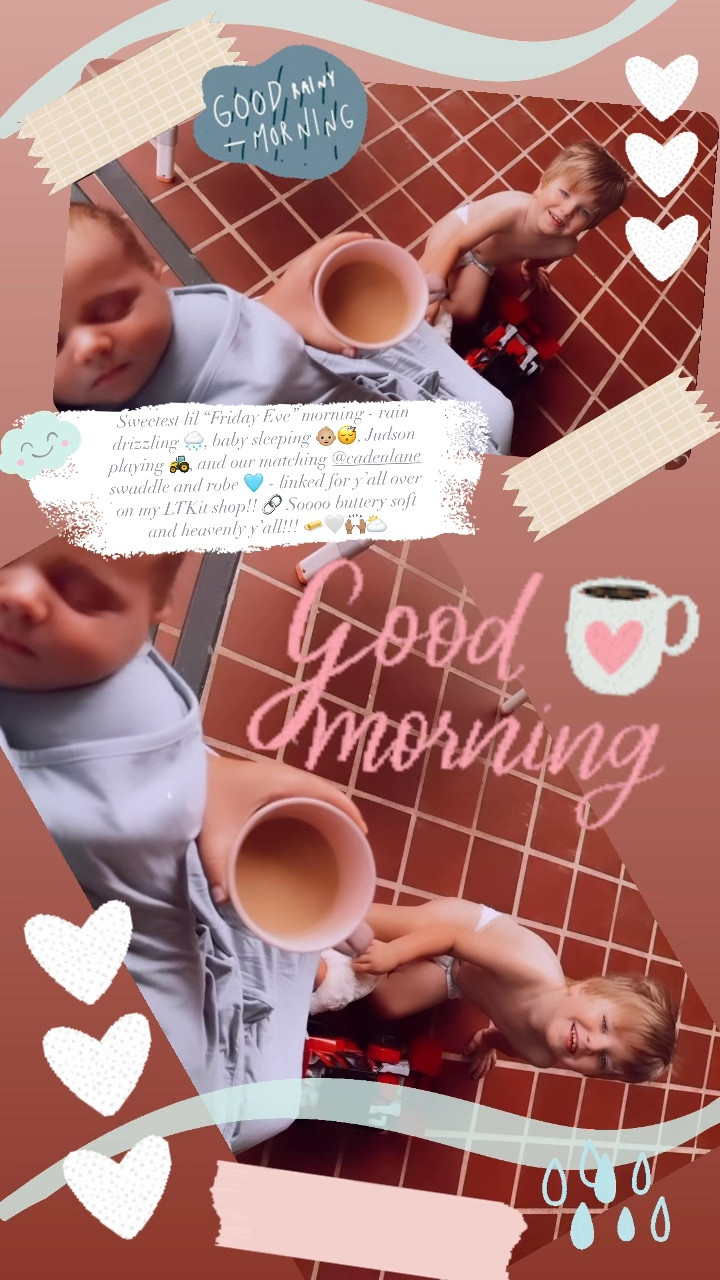 Sweetest lil “Friday Eve” morning - rain drizzling 🌧️, baby sleeping 👶🏼😴, Judson playing 🚜, and our matching @cadenlane swaddle and robe 🩵 - linked for y’all over on my LTKit shop!! 🔗 Soooo buttery soft and heavenly y’all!!! 🧈🤍🙌🏽⛅️

#LTKFamily #LTKBaby #LTKKids