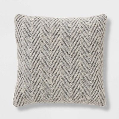 Square Knit Herringbone Throw Pillow Gray - Threshold&#8482; | Target