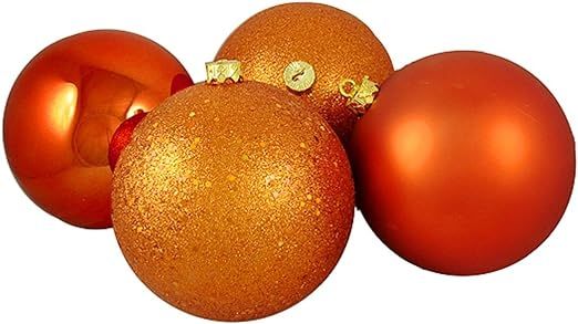 4ct Orange Shatterproof 4-Finish Christmas Ball Ornaments 6" (150mm) | Amazon (US)