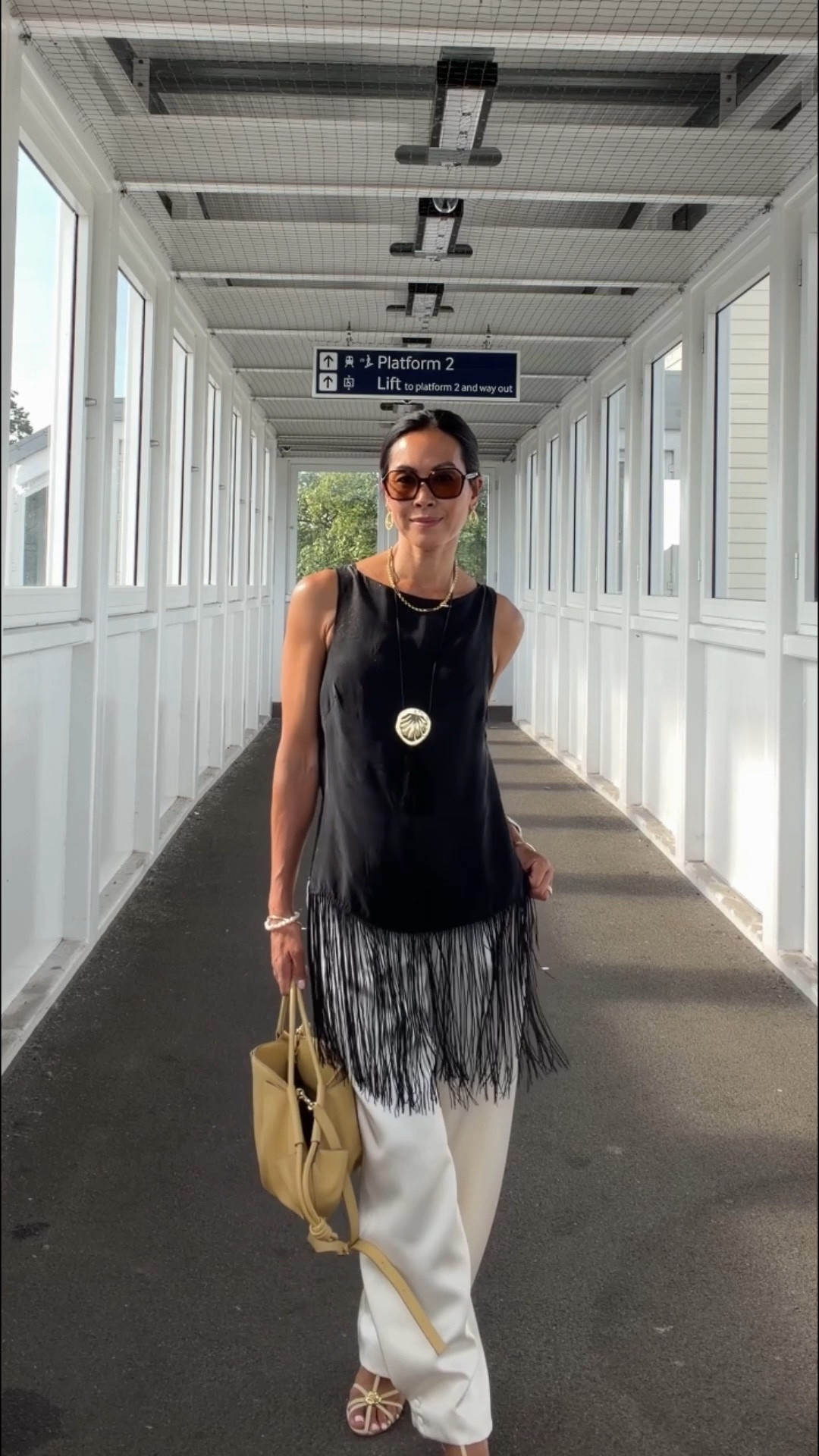 Outfit of the day. 
I’m wearing DISSH black tassel top size 8
Old Zara pant size small
Massimo Dutti pendant 
Loewe paseo bag
Beaverbrooks jewels 
M&S sandals

#LTKuk #LTKsummer #LTKdatenight