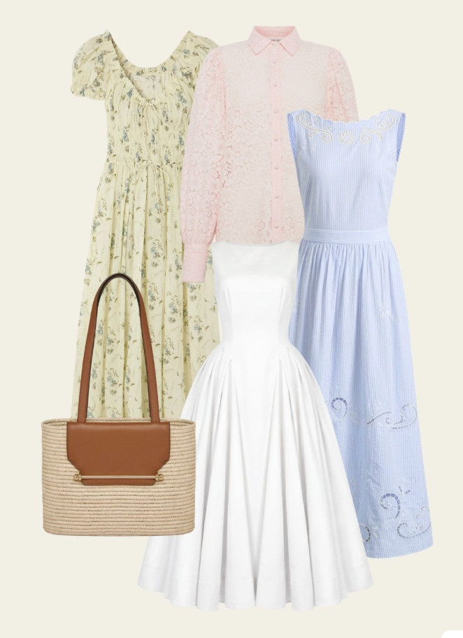 My spring and summer wardrobe favourites 🥰 Holland Cooper, Strathberry, Doen and Net a Porter 🫶🏻 Wedding guest outfit ideas, spring dresses, feminine wardrobe. 

 #LTKsummer #LTKluxury #LTKdresses