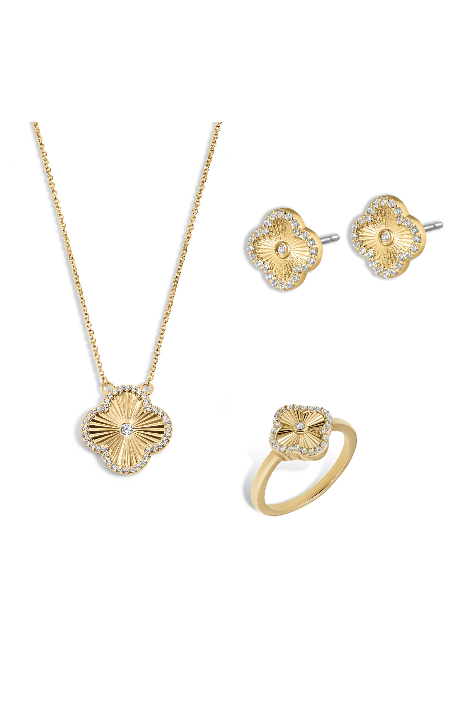 Electric Picks Icon Clover Necklace, Studs and Ring - Set of 3 | Nordstrom | Nordstrom