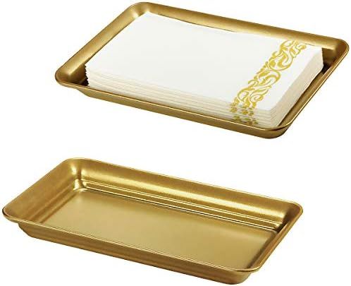 Vintage Farmhouse Decor Metal Vanity Tray(2 Pack),Countertop Guest Hand Towel Storage Organizer T... | Amazon (US)