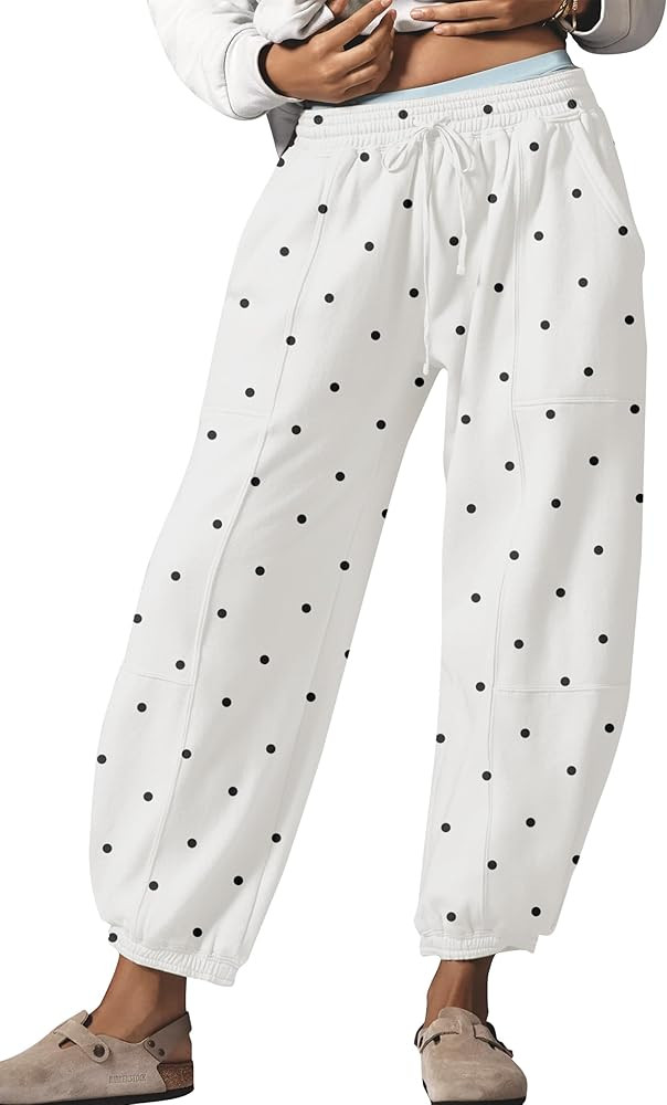 Amazon.com: Ziesexy Womens Polka Dot Pants Casual Baggy Graphic Print Lounge Sweatpants Drawstrin... | Amazon (US)