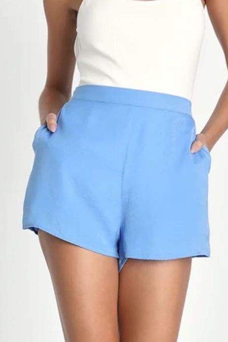 Blue satin shorts with pockets 

#LTKFind #LTKtravel #LTKSeasonal