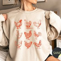 Chicken Sweatshirt, Farmer Sweater, Lover Gift, Crazy Lady Crewneck, Rooster Homestead Mama | Etsy (US)