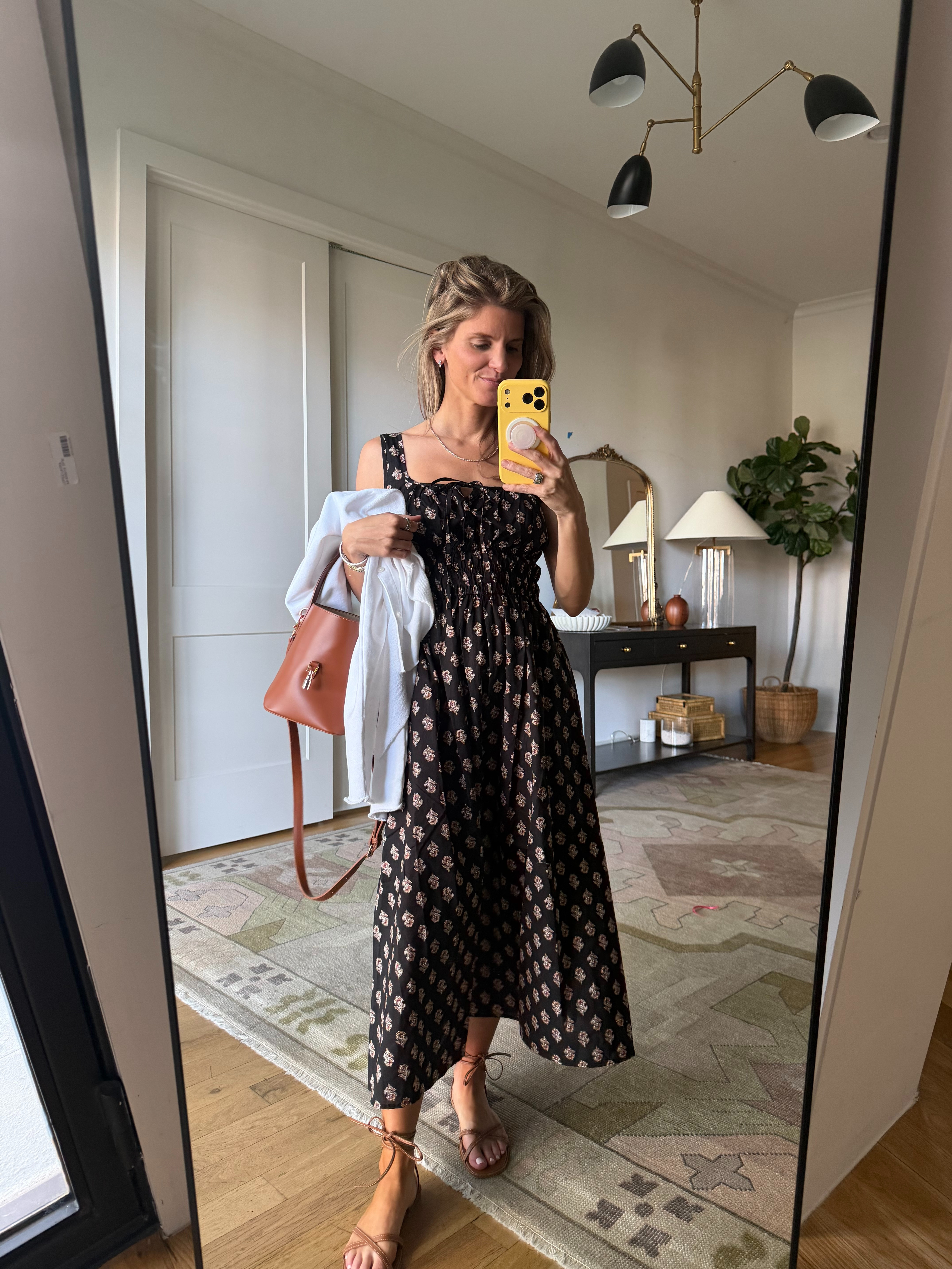 Target smocked black floral maxi (wearing XS)  

 