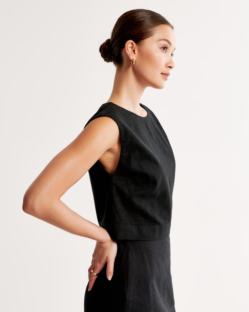 Linen-Blend Shell Set Top | Abercrombie & Fitch (US)