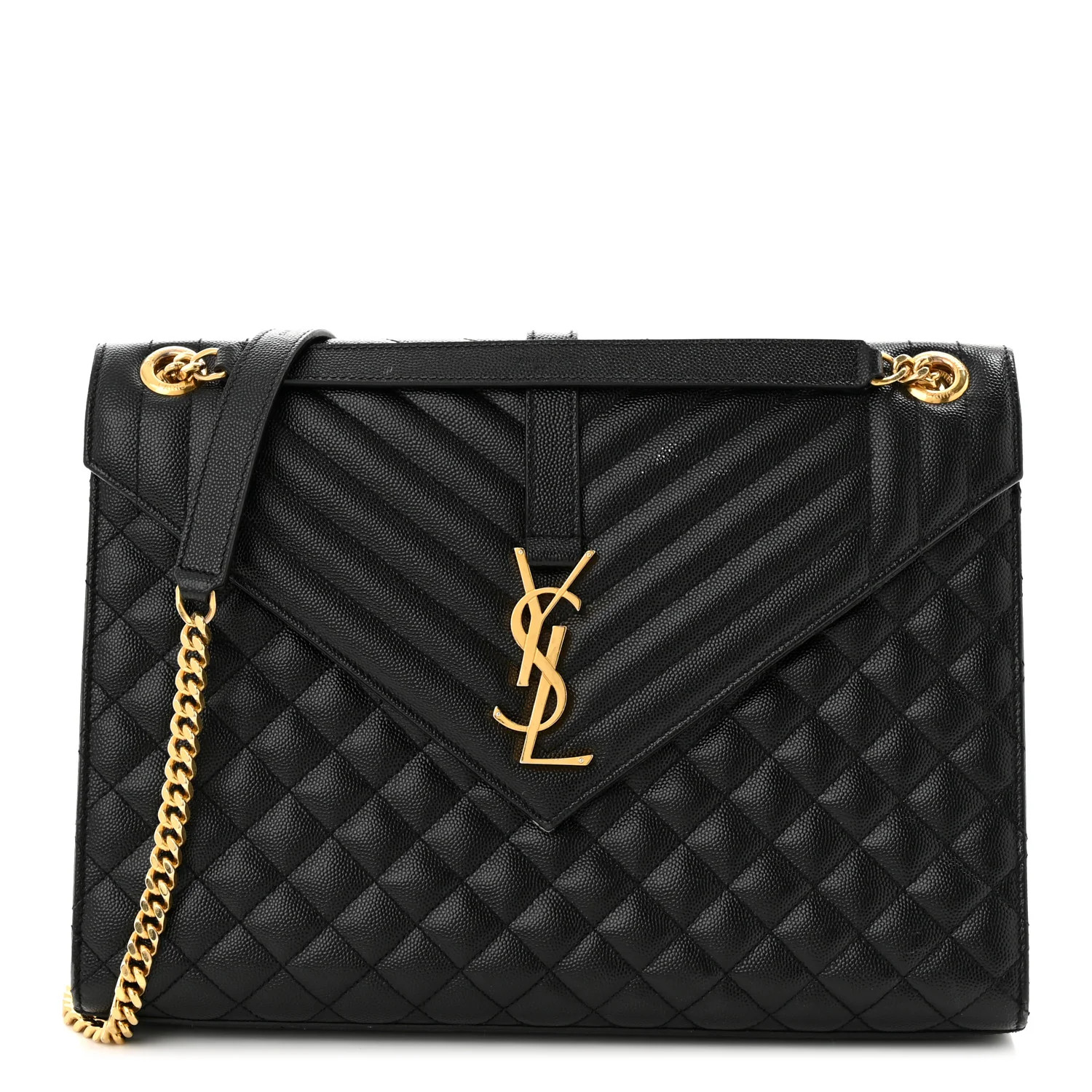 Grain De Poudre Textured Mixed Matelasse Large Triquilt Monogram Satchel Black | FASHIONPHILE (US)