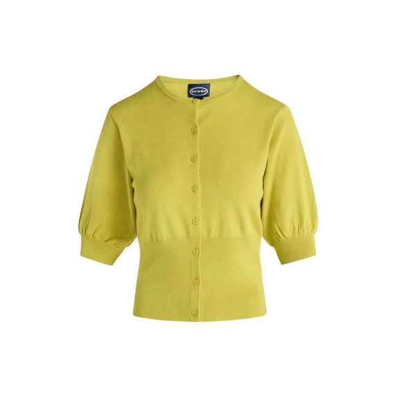 Scoop Women's Rib Cardigan Sweater with Short Sleeves, Lightweight, Sizes XS-XXL | Walmart (US)